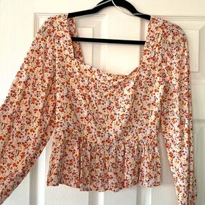 Lost + wander floral print long sleeve top